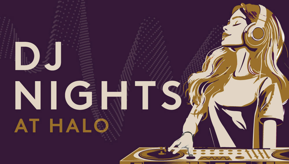 graphic with a microphone, music notes, and the words live music