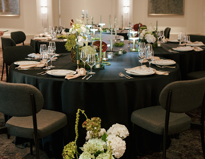 wedding reception tablescape at Kimpton claret hotel