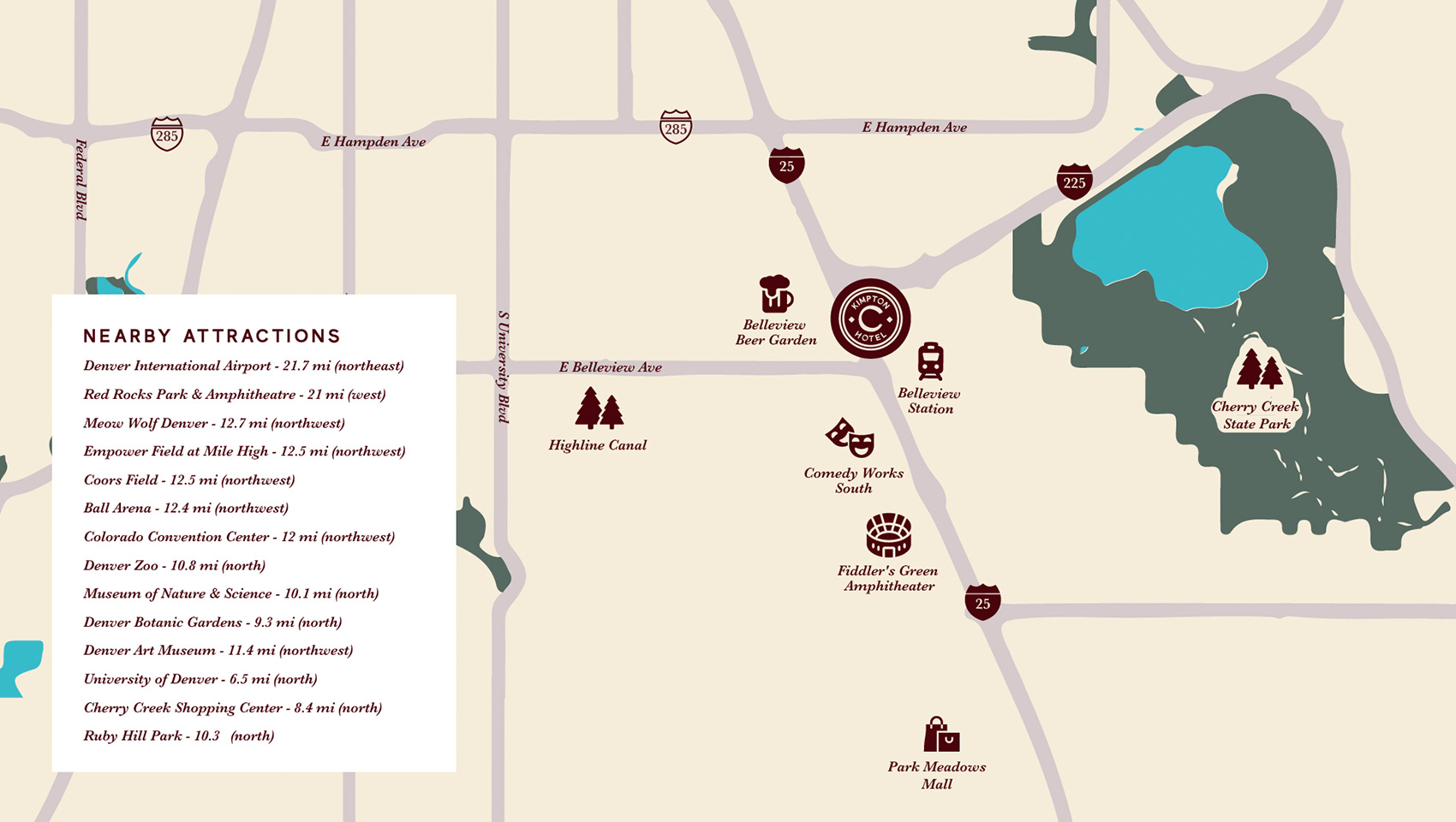 Map of The Kimpton Claret Hotel in Denver South
